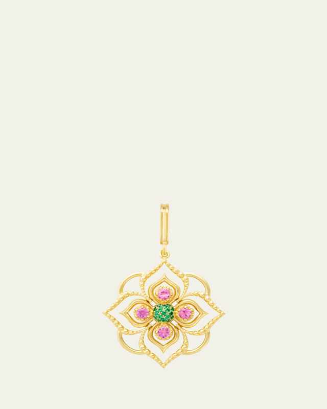 Giardino 18K Yellow Gold Green Fields Charm with Sapphire and Tsavorite
